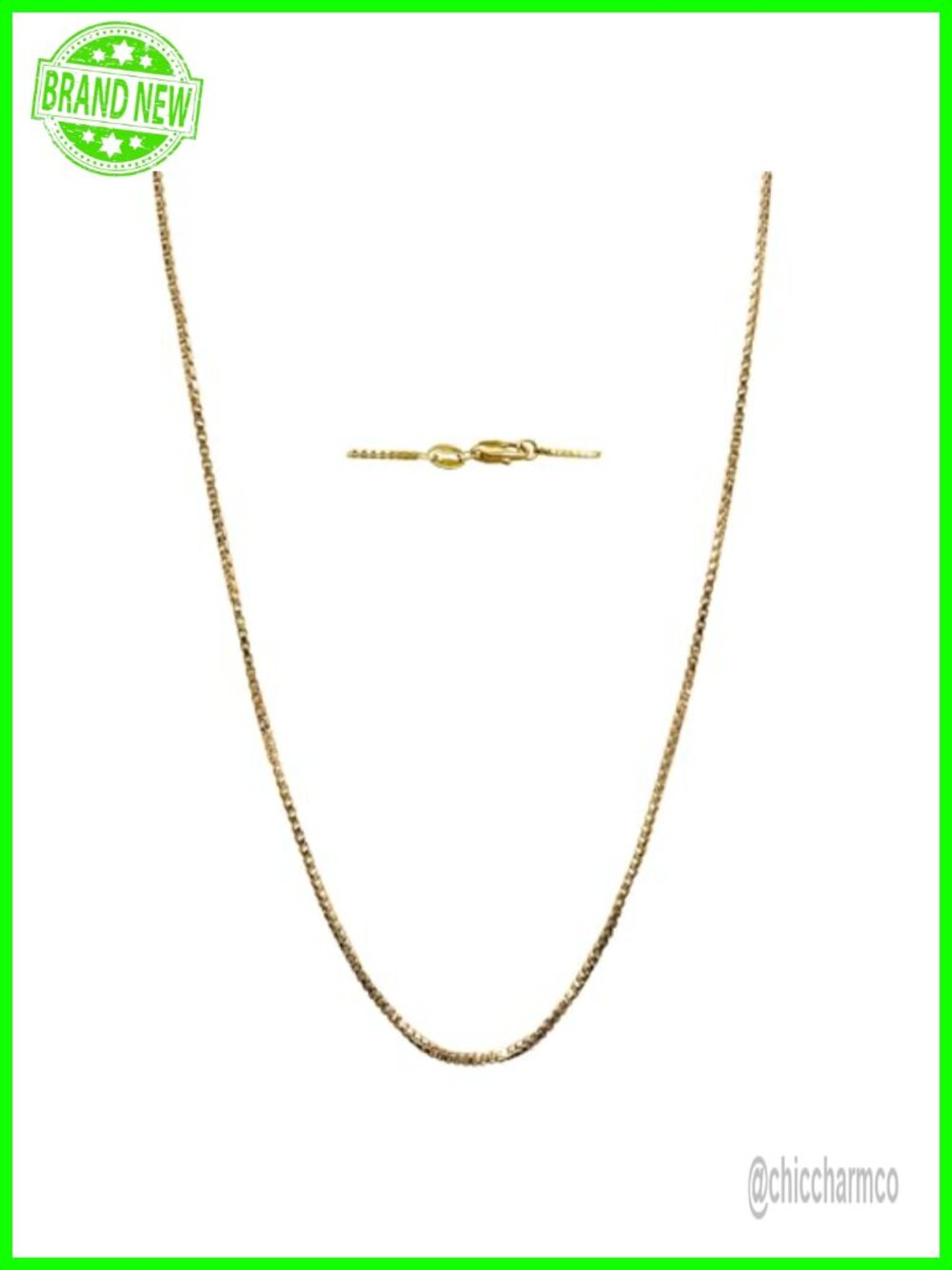 14K Solid Gold Box Link Chain Necklace 1mm Lobster Clasp Jewelry